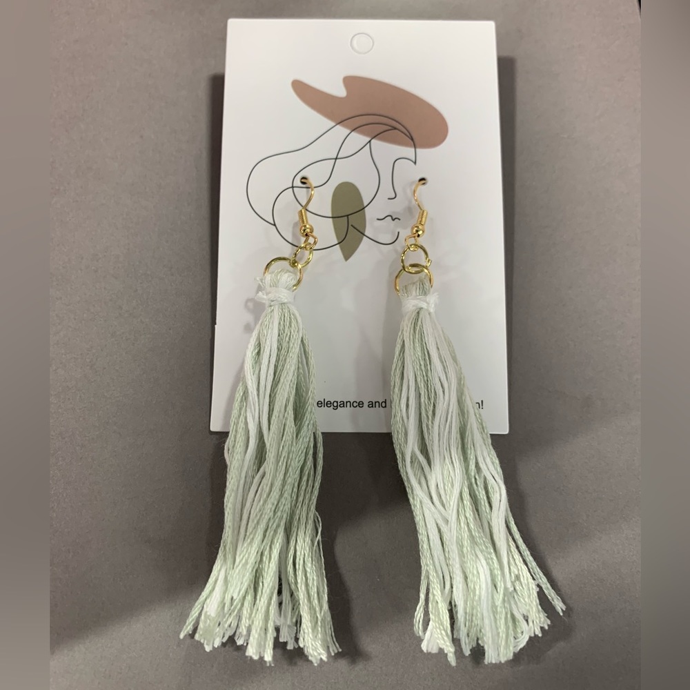 NWT Sea Foam Green Tassel Earrings